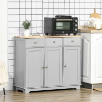 HOMCOM Aparador de Cozinha com 3 Gavetas 3 Portas e Prateleiras Ajustáveis Móvel Auxiliar de Armazenamento 101x40x85 cm Cinzento(m-10)