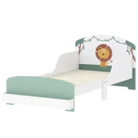 AIYAPLAY Pat pentru Copii 3-8 Ani din Lemn cu Spațiu de Depozitare și Bariere Laterale, 150x77x60 cm, Verde(m-12)