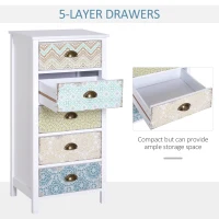 HOMCOM Chest of 5 Drawers Bedside Cabinet Side Storage Chest Entryway Living Room Bedroom Furniture Organizer Unit(m-4)