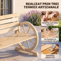 Outsunny Bancă de Grădină cu 2 Locuri, din Lamele cu Mânere în Formă de Roată de Căruță, din Lemn, 105,5x56x79 cm, Culoare Lemn(m-5)
