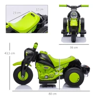 AIYAPLAY Moto électrique enfants 2-5 ans, 3 roues, 6 V, 3 km/h, avec fonction de bulles, effets lumineux et sonores, vert(m-3)