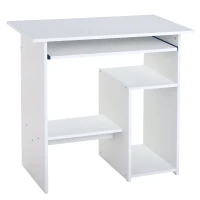 HOMCOM Bureau d'ordinateur, bureau avec rangement, plateau pour clavier et support de moniteur, 80 x 45 x 75 cm, blanc(m-11)