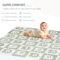 HOMCOM 36Pcs Foldable Baby Foam Play Mat for Kids EVA Soft Jigsaw Floor Tiles Toddler Educational with Alphabet and Numbers Anti-Slip Crawling Learning 31.5 x 31.5(m-4)