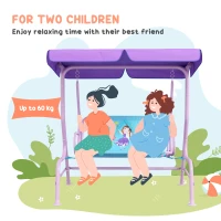 Outsunny Two Seater Kids Garden Swing, Fairy Themed kids Swing Chair with Adjustable Canopy, Safety Belts for Outdoor Use(m-4)