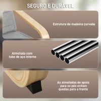 HOMCOM Poltrona Relax com Apoio para os Pés Ajustáveis Poltrona Estofada em Tecido com Estrutura de Madeira 66,5x94x100 cm Cinza Claro(m-6)