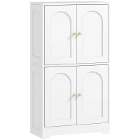 HOMCOM Credenza Cucina in Legno con 2 Armadietti, 4 Ante, 2 Ripiani Regolabili, per Sala da Pranzo, Soggiorno, Bianco(m-11)