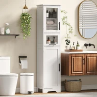 HOMCOM Meuble colonne salle de bain, meuble de rangement avec tiroir, 2 portes et étagère réglable, 40 x 31 x 170 cm, blanc(m-10)