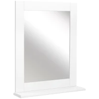kleankin Espelho de Casa de Banho 50x11,x5x60cm Espelho de Parede Moderno com Prateleira de e Estrutura de Madeira Branco(m-11)