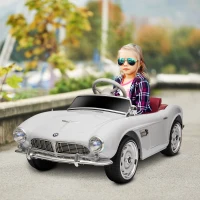HOMCOM Macchina Elettrica per Bambini a 2 Porte con Licenza BMW 507, con Clacson e Telecomando, 115x55x47 cm, Bianca(m-2)