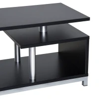 HOMCOM Mobile TV Moderno con Ripiano in Legno, Mobiletto Tavolino Basso da Salotto 114x40x40.5cm, Nero(m-7)