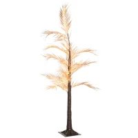 HOMCOM Árvore Palmeira com 150 Luzes LED IP44 Branco Quente Árvore Decorativa para Festas Interior 21x21x150cm Dourado(m-11)