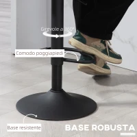 HOMCOM Set da 2 Sgabelli da Bar con Altezza Regolabile, Poggiapiedi e Seduta Girevole in Finta Pelle, Nero(m-5)