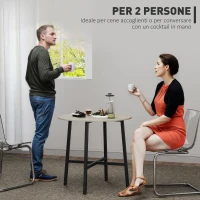HOMCOM Tavolo da Pranzo Rotondo e Industriale per 2 Persone, in Legno e Acciaio, Ø80x75 cm, Nero e color Legno(m-4)