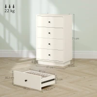 HOMCOM Cómoda de 4 Gavetas Cómoda para Dormitório Moderna Cómoda Estreita para Sala de Estar Corredor 47x29x75 cm Branco(m-3)