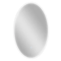 HOMCOM Miroir salle de bain avec éclairage 80 x 50 cm, miroir LED ovale, anti-buée, 3 couleurs lumière, dimmable, transparent(m-1)