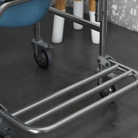 HOMCOM Sedia a Rotelle Impermeabile con WC Seduta in Finta Pelle, 4 Ruote, Vaso Rimovibile per Anziani/Disabili, 84x54x96cm(m-9)