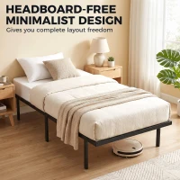 HOMCOM 3ft Single Bed Frame with Underbed Storage, Metal Platform Bed Frame with Steel Slat Support, No Box Spring Needed(m-6)