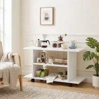 HOMCOM Mobilier Unghiular cu Roți și Rafturi, până la 42", Alb(m-9)