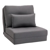 HOMCOM Bodensessel Klappmatratze Schlafmatte, 2-in-1-Design, abnehmbares Kissen, 60 x 80 x 56 cm, Dunkelgrau(m-12)