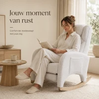 Teddy Schommelstoel met Voetensteun Comfortabele Voedings en Relaxfauteuil met Hoge Rugleuning Wit(m-5)