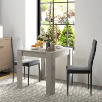 HOMCOM Set da Pranzo 3 Pezzi con Tavolo da Cucina 80x80x76 cm e 2 Sedie Moderne 41x50x97 cm, Grigio(m-10)