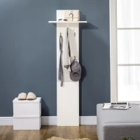 HOMCOM Móvel Cabide de Entrada com 4 Ganchos Cabide de Parede com Barra Suspensa de Alumínio 50x23,5x160cm Branco e Cinza(m-10)