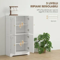 HOMCOM Credenza Cucina in Legno con 2 Armadietti, 4 Ante, 2 Ripiani Regolabili, per Sala da Pranzo, Soggiorno, Bianco(m-6)
