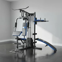 Station de musculation multifonction - Collaboration Aosom.fr x FFHandball - 10 contrepoids 65 kg filet de protection(m-2)