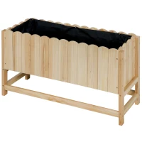 Outsunny Fioriera da Esterno Verticale in Legno con Foro di Drenaggio e Rivestimento Interno, 86x30x50 cm(m-11)