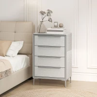 HOMCOM Comodă cu 4 Sertare din Oțel, Acoperită cu Material Textil cu Aspect de In, 60x36x88 cm, Gri(m-2)