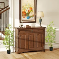 HOMCOM Conjunto de 2 Plantas Artificiais com Vaso Plantas Sintéticas de Bambu com 498 Folhas para Decoração Ø15x120 cm Verde(m-10)