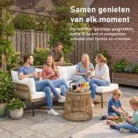 Outsunny Loungeset l-vormige rattan bank set tuin rattan bank tuin zwembad Koffie en Crème(m-6)
