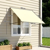 Outsunny Store banne manuel auvent rétractable Inclinaison réglable 150 x 116 cm protection UV aluminium polyester crème(m-3)