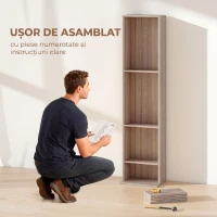 HOMCOM Raft pentru CD-uri cu 6 Rafturi Ajustabile, Capacitate 260 CD-uri sau 120 DVD-uri, 33 x 24 x 140 cm, Lemn Natural(m-7)