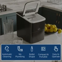 HOMCOM 12kg Countertop Ice Cube Machine, with Scoop - Black(m-5)