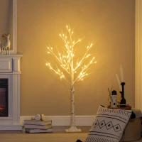 HOMCOM Albero di Natale Bianco Piccolo in PP e Metallo con 72 Luci LED per Interni ed Esterni, 17x17x120 cm(m-10)