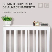 HOMCOM Cubre Radiadores de MDF con Listones y Repisa Cubreradiador para Salón Dormitorio 120x18x84 cm Blanco(m-11)