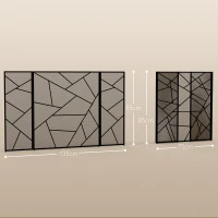 HOMCOM Parascintille per Camino Pieghevole a 3 Pannelli in Acciaio con Design Geometrico, 135x1.2x85cm, Nero(m-3)