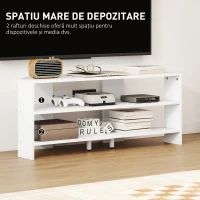 HOMCOM Mobil TV de colț pentru 47" max cu 2 rafturi deschise, din lemn, 110x36x45 cm, alb(m-5)