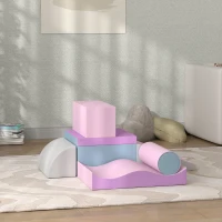 HOMCOM Schaumstoff-Bausteine für Kinder, fördert Kreativität, Kunstleder, 40x40x20 cm, Mehrfarbig, 1-3 Jahre(m-10)