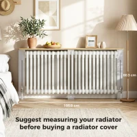 HOMCOM Slatted Radiator Cover, Painted Cabinet with Line Grill Design, 172L × 19W × 81H cm, Grey(m-7)