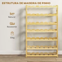 HOMCOM Garrafeira de Madeira para 42 Garrafas Garrafeira para Vinho de 7 Níveis 63x25x102 cm Madeira(m-5)