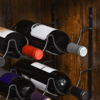 HOMCOM Mobile Portabottiglie Stile Industriale con Cantinetta Vini per 9 Bottiglie e Portacalici, Marrone(m-6)