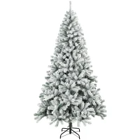 HOMCOM Árvore de Natal Nevada 180 cm com 650 Pontas em PVC Ignífugo Ramos Articulados Montagem Rápida Verde e Branco(m-7)