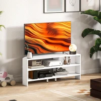 HOMCOM Mobil TV de colț pentru 47" max cu 2 rafturi deschise, din lemn, 110x36x45 cm, alb(m-6)