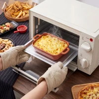 HOMCOM Minibackofen, 9 L Mini-Ofen mit Backblech, Grillrost, mit einstellbarer Temperatur und Garzeit, Edelstahl, Cremeweiß(m-8)