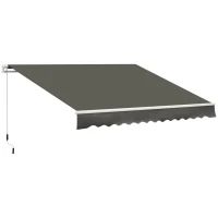 Outsunny Toldo Manual Retrátil 350x250 cm para Varanda com Manivela de Metal Impermeável e Anti-UV para Jardim Terraço Janelas Cinza(m-1)