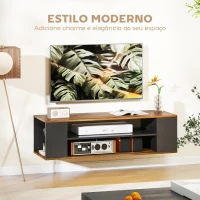 HOMCOM Móvel para TV com Rodas Armário para TV Flutuante com 2 Portas e 2 Prateleiras 120x40x38,5 cm Preto e Nogueira(m-4)