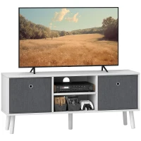 HOMCOM TV Cabinet Stand Unit for TVs up to 50'' with Foldable Drawers, Entertainment Centre for Living Room White(m-1)