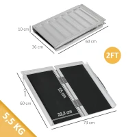 HOMCOM Rampe de Fauteuil Roulant Rampe de Chargement Rampe d'accès antidérapante Pliable avec Bordures de sécurité alu. Noir(m-3)